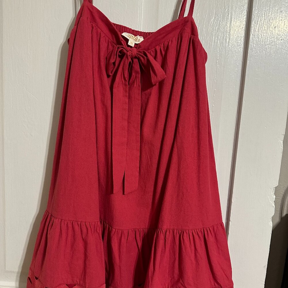 Cute, short, bow front, summer dress with cute details.